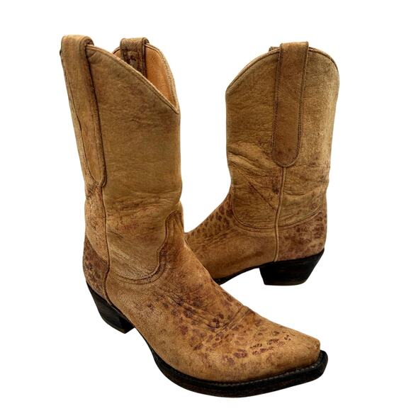 OLD GRINGO WOMEN'S LEOPARDITO WESTERN BOOTS - SNIP TOE Tan LEATHER SIZE 7 - Picture 1 of 11